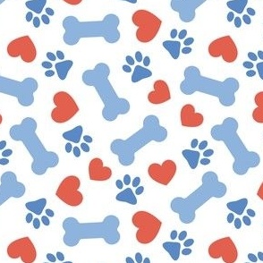 Dog Valentine - Doggy Hearts & Bones - blue - LAD23