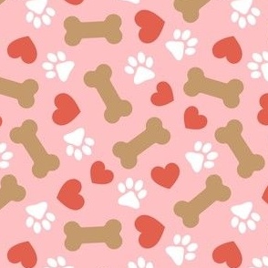 Dog Valentine - Doggy Hearts & Bones - pink - LAD23
