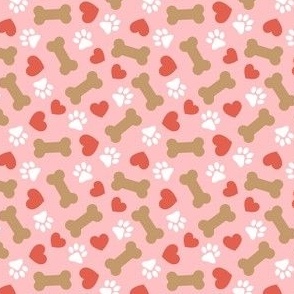 (small scale) Dog Valentine - Doggy Hearts & Bones - pink - LAD23