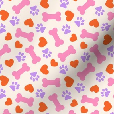 Dog Valentine - Doggy Hearts & Bones - cream - LAD23