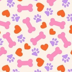 Dog Valentine - Doggy Hearts & Bones - cream - LAD23