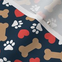 Dog Valentine - Doggy Hearts & Bones - navy - LAD23
