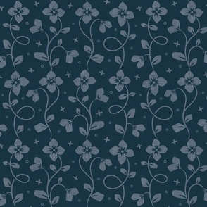 Serenity Flowers, navy blue (Medium)