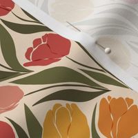 small // abstract tulip field // sunset palette on cream