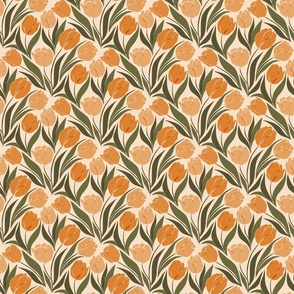 small // abstract tulip field // orange on cream
