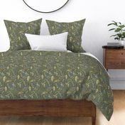 Serene-Acanthus-leaves-William-Morris-style-grey-green-gold-blue-brown