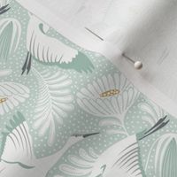 Serene Skies - Crane Floral Mint Green Ivory Small