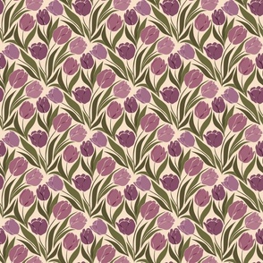 small // abstract tulip field // purple on cream
