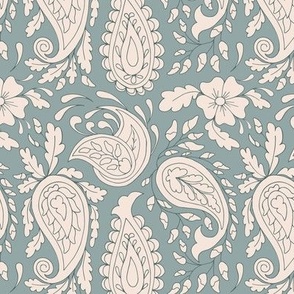 Medium  – serene abstract paisley – pastel teal and cream