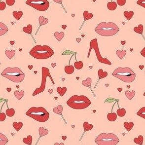 small // valentine's cherries lips and hearts