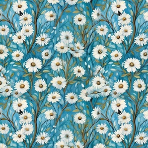 white daisy botanical inspired by vincent van gogh