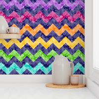 Rainbow Chevron Cheater Quilt Top - Twinkle Twinkle Rainbow Sky – Patchwork Zig Zag Quilt Design