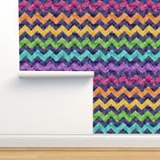 Rainbow Chevron Cheater Quilt Top - Twinkle Twinkle Rainbow Sky – Patchwork Zig Zag Quilt Design