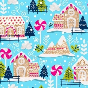 Gingerbread House Pink Blue Regular Scale