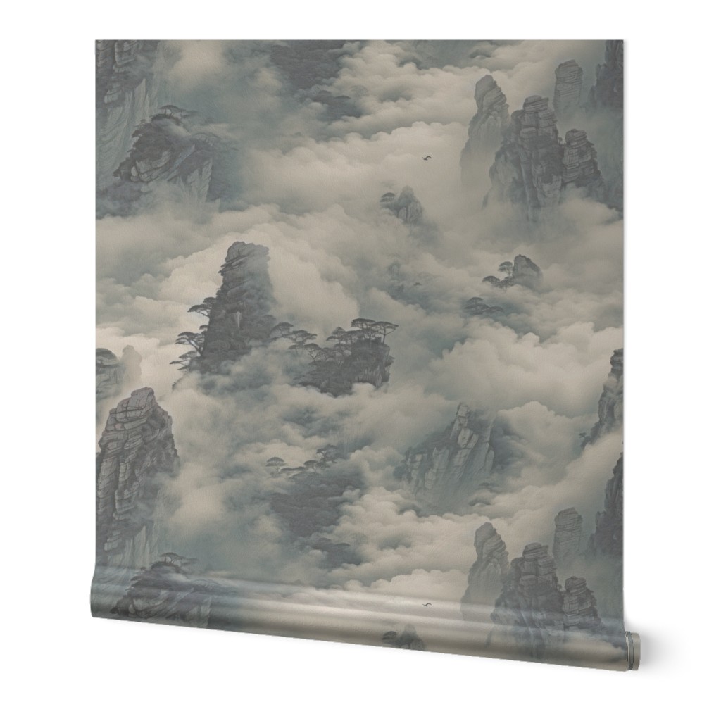 Zen Cloudy Mountain Landscape