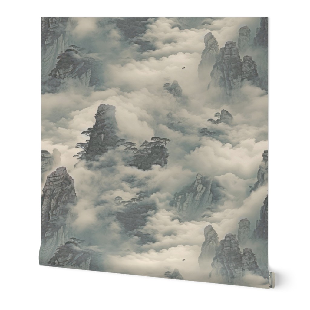 Zen Cloudy Mountain Landscape