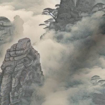Zen Cloudy Mountain Landscape