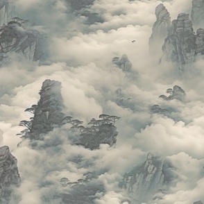 Zen Cloudy Mountain Landscape
