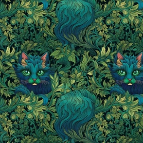 blue cheshire cat inspired by william morris