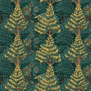 william morris inspired forest of christmas trees