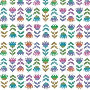 Small colorful block print pattern floral