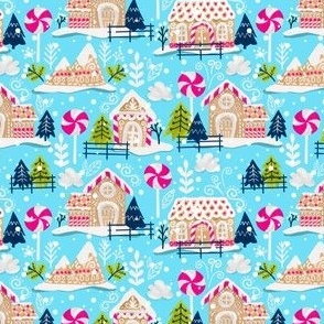 Gingerbread House Pink Blue Small Scale