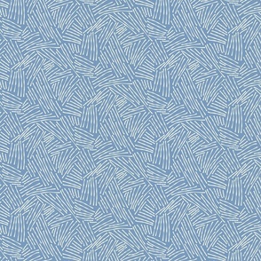 (S) Cross Hatch Hay Modern Abstract Minimalism Half Drop Denim Blue and White