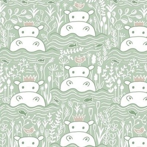 hippo swimmers sage green small scale