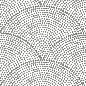 03 Serene Space- Relaxing Seigaiha Dots- Zen Arches- Abstract Boho Wallpaper- Bohemian Spa- Yoga Studio- Meditation Room- Japandi- Pewter Grey- Gray on White- Neutral- Large