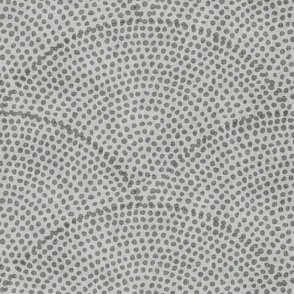 03 Serene Space- Relaxing Seigaiha Dots- Zen Arches- Abstract Boho Wallpaper- Bohemian Spa- Yoga Studio- Meditation Room- Japandi- Pewter on Grey- Gray- Neutral- Large