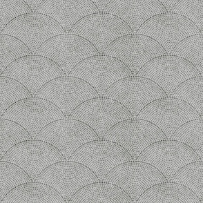 03 Serene Space- Relaxing Seigaiha Dots- Zen Arches- Abstract Boho Wallpaper- Bohemian Spa- Yoga Studio- Meditation Room- Japandi- Pewter on Grey- Gray- Neutral- Small