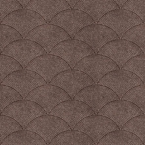 Serene Space- Relaxing Seigaiha Dots- Zen Arches- Abstract Boho Wallpaper- Bohemian Spa- Yoga Studio- Meditation Room- Japandi- Dark Oak Brown on Taupe- Earth Tones- 3E2118- Small