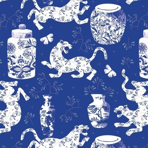 Chinoiserie tiger royal blue
