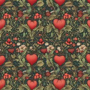 strawberry hearts inspired by william morris