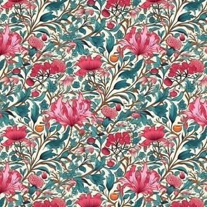 red floral inspired by william morris