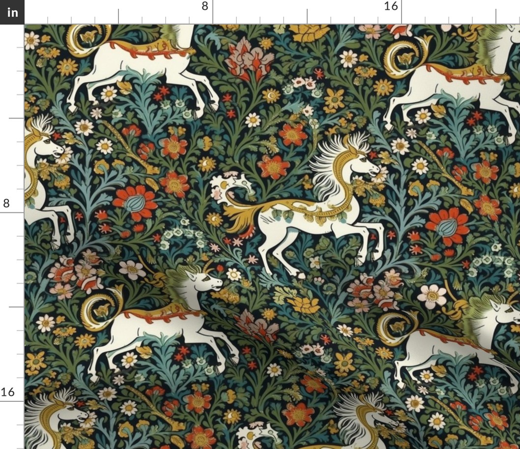 floral garden for white horses inspired by william morris