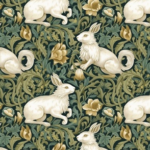 wonderland white rabbit inspired by william morris