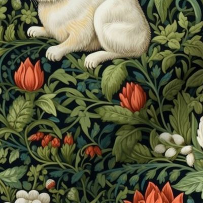 william morris inspired white rabbit in wonderland