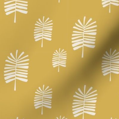 Minimalist Palm Leaves on light mustard - Medium