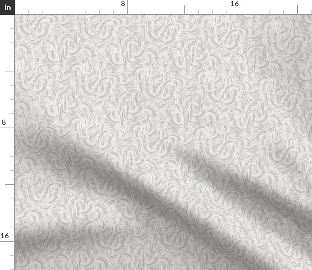 Abstract Curved Brushstrokes - Ditsy Scale - Taupe Grey and Cream LInes Arches Curves Boho Curvy