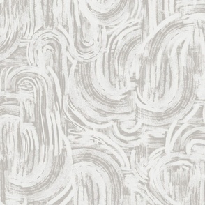 Abstract Curved Brushstrokes - Large Scale - Taupe Grey and Cream