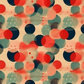 watercolor circles in teal and orange and red