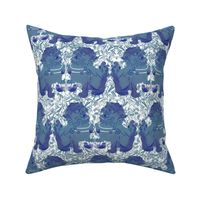 Foo Dogs chinoiserie blue large