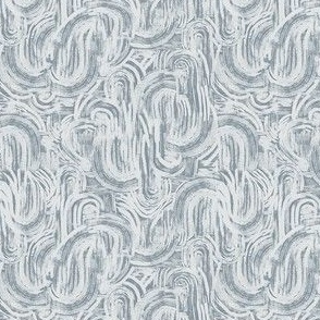 Abstract Curved Brushstrokes - Ditsy Scale - Slate Blue Gray Grey and Cream LInes Arches Curves Boho Curvy