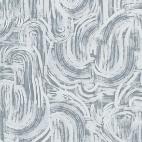 Abstract Curved Brushstrokes - Large Scale - Slate Blue Gray Grey and Cream LInes Arches Curves Boho Curvy