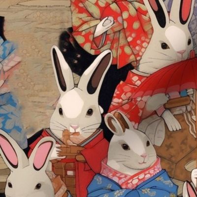 kimono bunnies with parasols