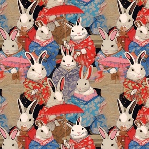 kimono bunnies with parasols