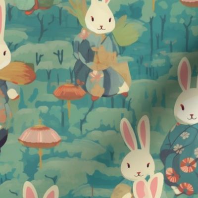 bunnies in kimonos