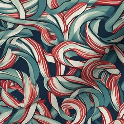 chaos of candy canes in red and green