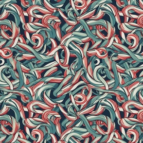 chaos of candy canes in red and green